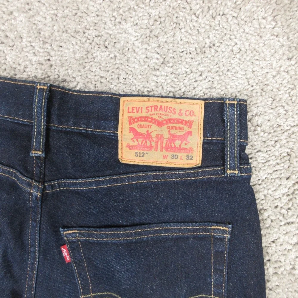 Levis Jeans Mens 30x32 Blue 512 Slim Tapered Dark Wash Faded Stretch Denim Pants
